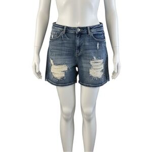 Judy Blue Faded Medium Blue Distressed Denim Shorts